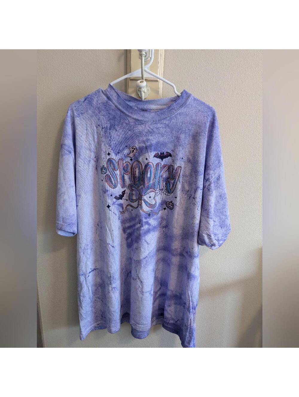 Comfort Colors XXL Oversized Purple Tie Dye Spooky Halloween Graphic Tee NEW